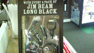 Weird Combo of the Day: Free Phone Charge Adapters with Jim Beam Long Black